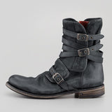 Justin Yellowstone Boots Round Toe Belt Buckle Side Zipper Chunky Heel Casual Men'S Boots