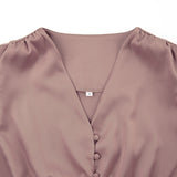 Taffeta Dress Satin Dress Lantern Sleeve Waist-Tight Elegant Slim-Fit Dress