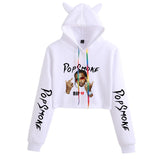 Pop Smoke Hoodies Rapper Print Fashion Cat Ears Exposed Navel