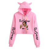 Pop Smoke Hoodies Rapper Print Fashion Cat Ears Exposed Navel