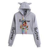 Pop Smoke Hoodies Rapper Print Fashion Cat Ears Exposed Navel