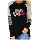 Valentine's Day T Shirt Long Sleeve Stitching Casual T-shirt round Neck Loose Top