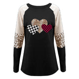 Valentine's Day T Shirt Long Sleeve Stitching Casual T-shirt round Neck Loose Top