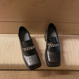Platform Heels for Women Chain Chunky Heel Retro Shoes