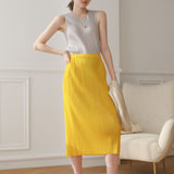 MIDI Mauve Skirt Mid-Length Split Skirt for Spring and Summer