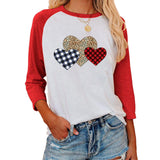 Valentine's Day T Shirts Couples Top Heart round Neck Raglan Three-Quarter-Length-Sleeved T-shirt