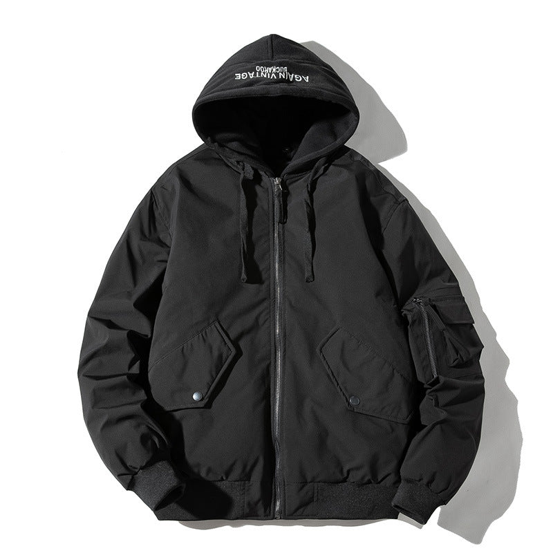 Varsity Jacket Coat Autumn And Winter Hooded Baseball Uniform