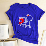 Valentine's Day T Shirts Couples Love Heart Puzzle Printed T-shirt Loose