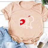 Valentine's Day T Shirts Couples Love Heart Puzzle Printed T-shirt Loose