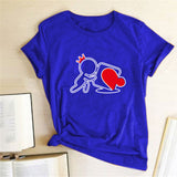 Valentine's Day T Shirts Couples Love Heart Puzzle Printed T-shirt Loose