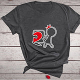 Valentine's Day T Shirts Couples Love Heart Puzzle Printed T-shirt Loose
