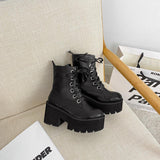 Platform Heels for Women Cross Lace-up Martin Boots