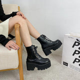 Platform Heels for Women Cross Lace-up Martin Boots