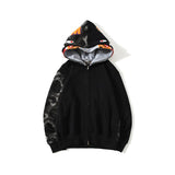 Bathing Ape Hoodie Autumn and Winter Camouflage Shark Double Hood Sweatshirt Couple Coat Hip Hop Men and Women