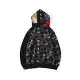 Bathing Ape Hoodie Autumn and Winter Camouflage Shark Double Hood Sweatshirt Couple Coat Hip Hop Men and Women