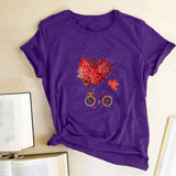 Valentine's Day T Shirts Couples Love Bike Couple Print Valentine's Day Women's T-shirt