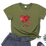Valentine's Day T Shirts Couples Love Bike Couple Print Valentine's Day Women's T-shirt