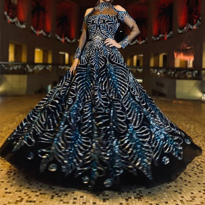 Long Homecoming Dresses Large Swing Sexy Dress Trailing Banquet Evening Dress