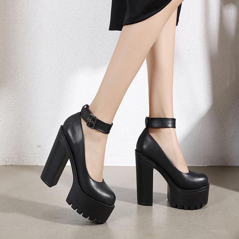 Platform Heels for Women White Chunky Heels Thick Bottom Waterproof Sandals