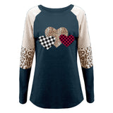 Valentine's Day T Shirt Long Sleeve Stitching Casual T-shirt round Neck Loose Top