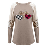 Valentine's Day T Shirt Long Sleeve Stitching Casual T-shirt round Neck Loose Top