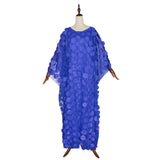 Dress Three-Dimensional Embroidery Crew-Neck Batwing Sleeve Loose Robe Vest African Dashiki Ankara Styles Dress