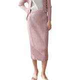 MIDI Mauve Skirt Mid-Length Split Skirt for Spring and Summer