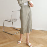 MIDI Mauve Skirt Mid-Length Split Skirt for Spring and Summer