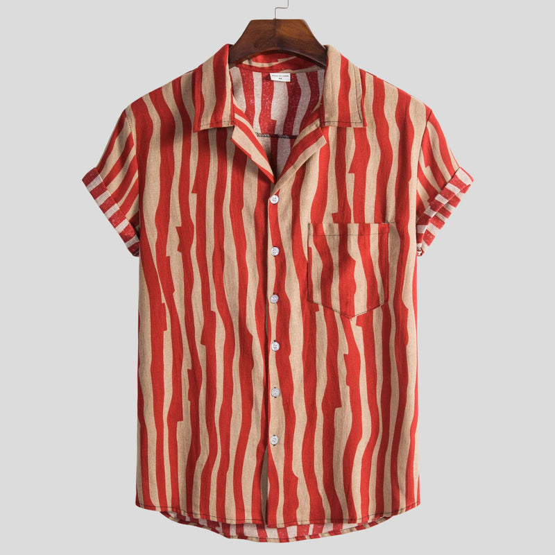 Camp Collar Shirt Striped Shirt