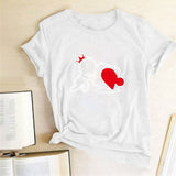 Valentine's Day T Shirts Couples Love Heart Puzzle Printed T-shirt Loose