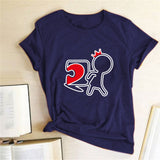 Valentine's Day T Shirts Couples Love Heart Puzzle Printed T-shirt Loose
