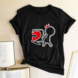 Valentine's Day T Shirts Couples Love Heart Puzzle Printed T-shirt Loose