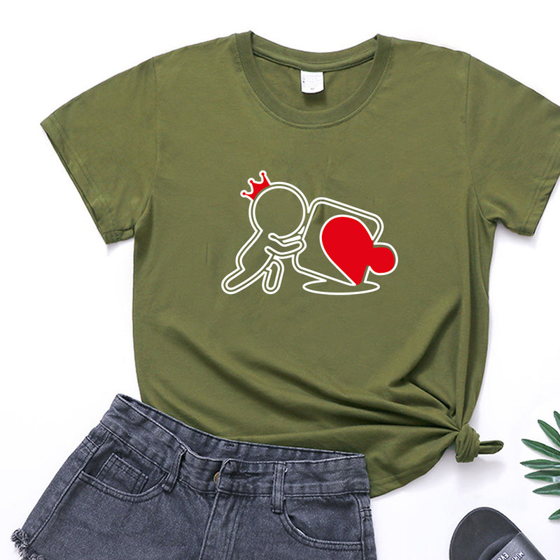 Valentine's Day T Shirts Couples Love Heart Puzzle Printed T-shirt Loose