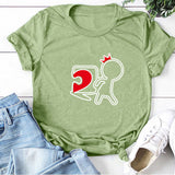 Valentine's Day T Shirts Couples Love Heart Puzzle Printed T-shirt Loose