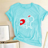 Valentine's Day T Shirts Couples Love Heart Puzzle Printed T-shirt Loose