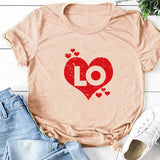 Valentine's Day T Shirts Couples Couples Love Heart Printing Couple T-shirt Loose