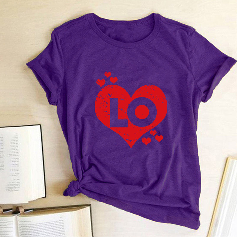 Valentine's Day T Shirts Couples Couples Love Heart Printing Couple T-shirt Loose