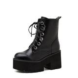 Platform Heels for Women Cross Lace-up Martin Boots