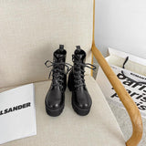 Platform Heels for Women Cross Lace-up Martin Boots