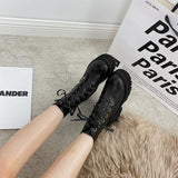 Platform Heels for Women Cross Lace-up Martin Boots