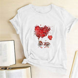 Valentine's Day T Shirts Couples Love Bike Couple Print Valentine's Day Women's T-shirt