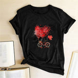 Valentine's Day T Shirts Couples Love Bike Couple Print Valentine's Day Women's T-shirt