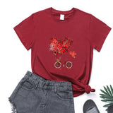 Valentine's Day T Shirts Couples Love Bike Couple Print Valentine's Day Women's T-shirt