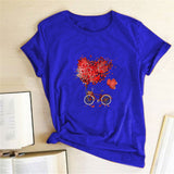 Valentine's Day T Shirts Couples Love Bike Couple Print Valentine's Day Women's T-shirt