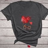 Valentine's Day T Shirts Couples Love Bike Couple Print Valentine's Day Women's T-shirt