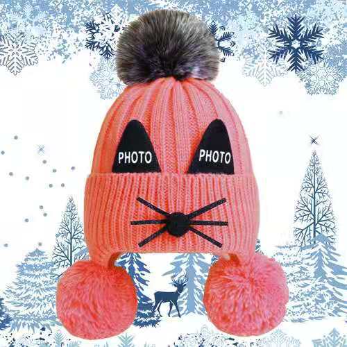 Red Beanie Hat Knitted Hat Fleece-Lined Thickened Men's and Women's Wool Hats Autumn and Winter