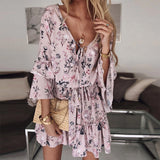MIDI Mauve Cocktail Dress Autumn Print Chiffon Pink Turtleneck Short Skirt Mid-Waist Dress for Women