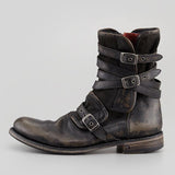 Justin Yellowstone Boots Round Toe Belt Buckle Side Zipper Chunky Heel Casual Men'S Boots