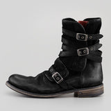 Justin Yellowstone Boots Round Toe Belt Buckle Side Zipper Chunky Heel Casual Men'S Boots