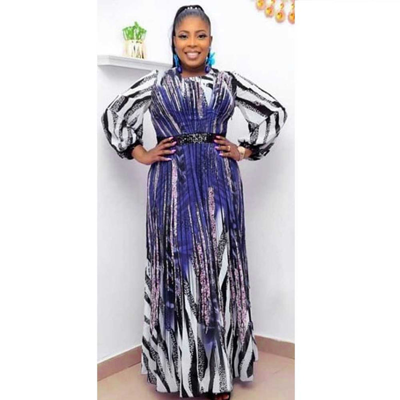 African Women's Wear Long Sleeve Black Chiffon Printed Multicolor Dress African Dashiki Ankara Styles Dress